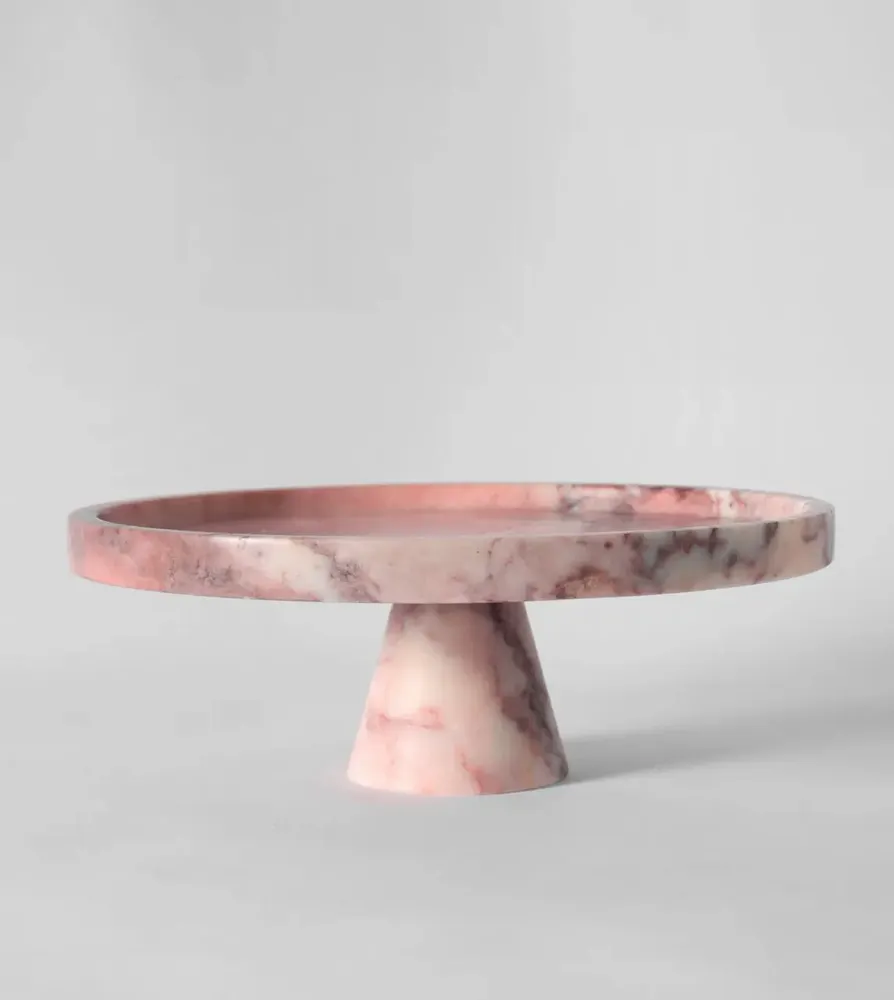 Platter and bowls - PINK MARBLE CAKE STAND - KIWANO CONCEPT