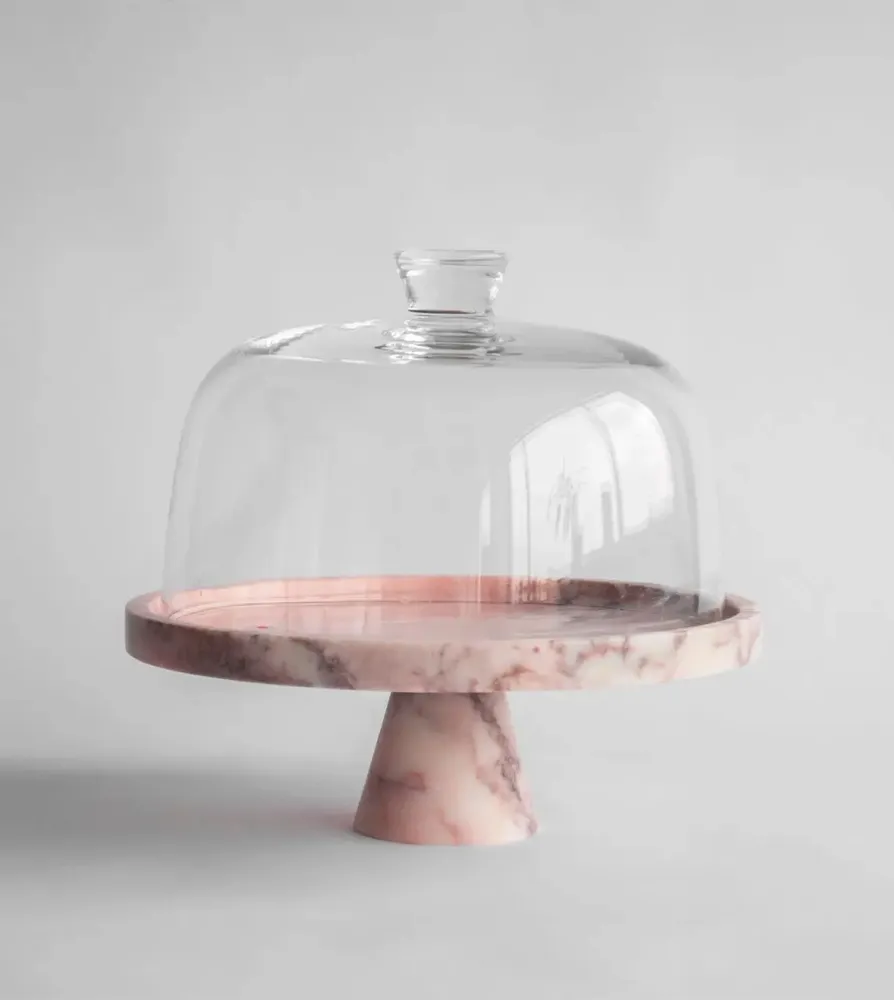 Platter and bowls - PINK MARBLE CAKE STAND - KIWANO CONCEPT
