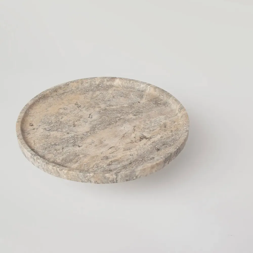Platter and bowls - SILVER TRAVERTINE CAKE STAND - KIWANO CONCEPT