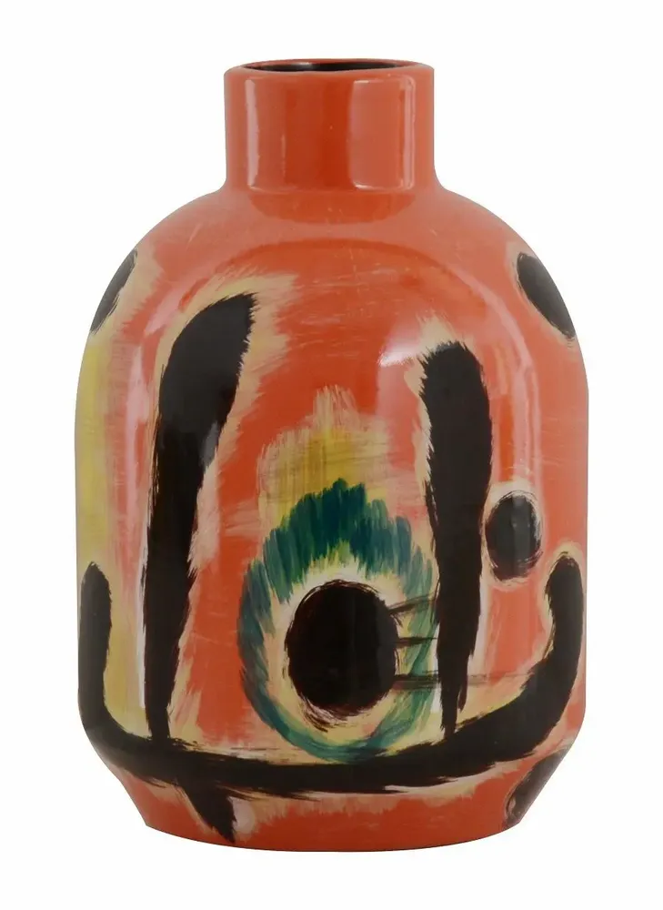 Objets de décoration - VASE 'KYOTO' CERAMIQUE ORANGE/NOIR - FANCY