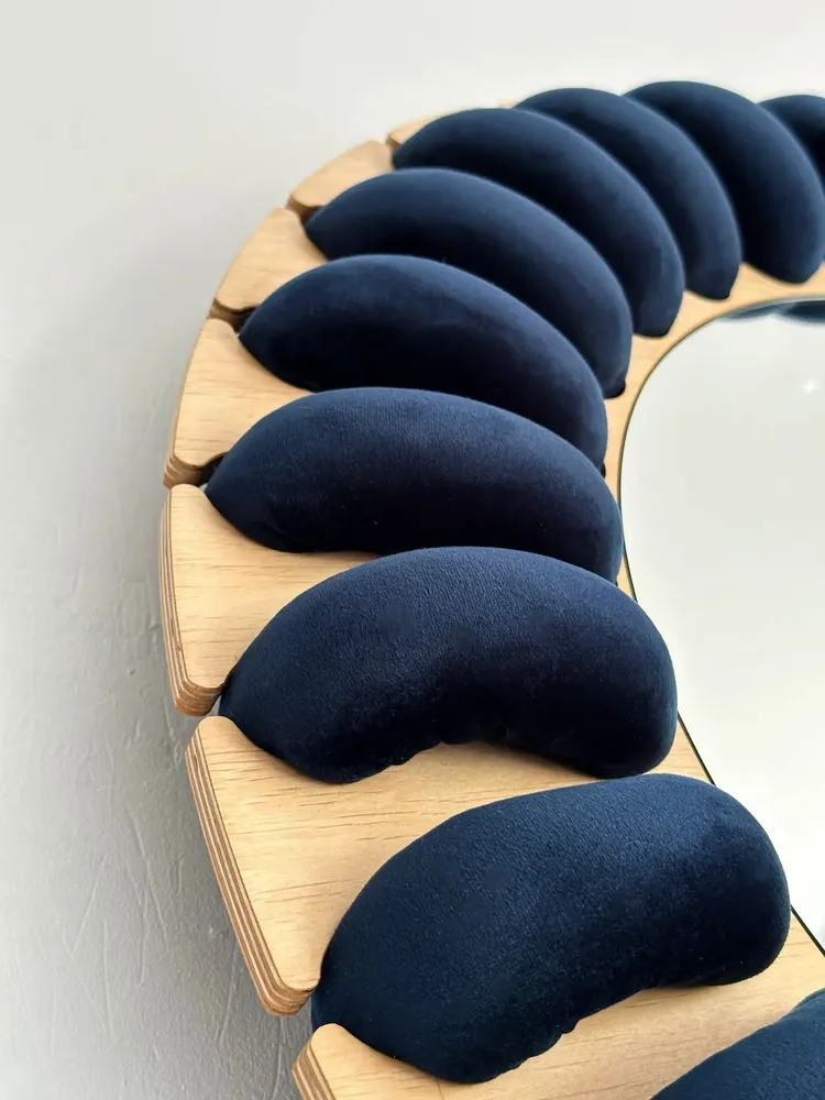 Mirrors - SUNNY Velvet Mirror – Sculptural Frame with Handmade Velvet Cord - PLETOSTUDIO