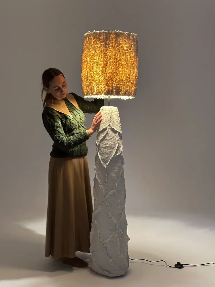 Floor lamps - Sea Star Floor Lamp – Sculptural Biocomposite Base with Cotton Fringe - PLETOSTUDIO