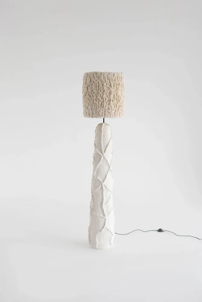 Floor lamps - Sea Star Floor Lamp – Sculptural Biocomposite Base with Cotton Fringe - PLETOSTUDIO
