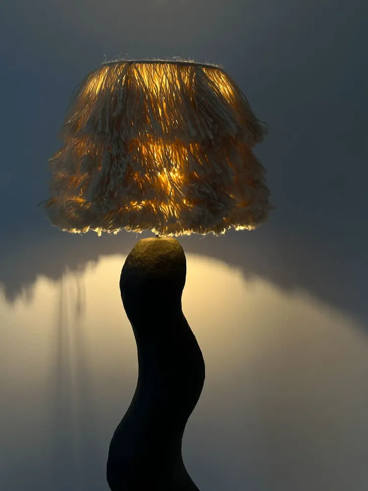 Floor lamps - Shadow Wool Sculptural Floor Lamp – Japandi & Wabi-Sabi Design - PLETOSTUDIO