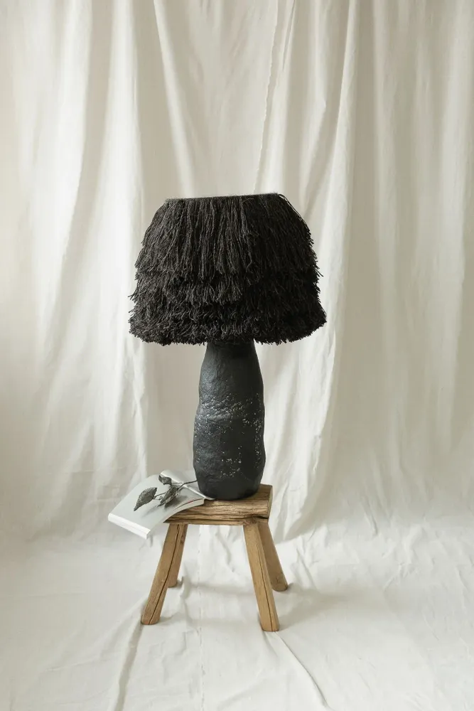 Table lamps - Wool Smola Table Lamp – Japandi & Wabi-Sabi Eco Lighting - PLETOSTUDIO