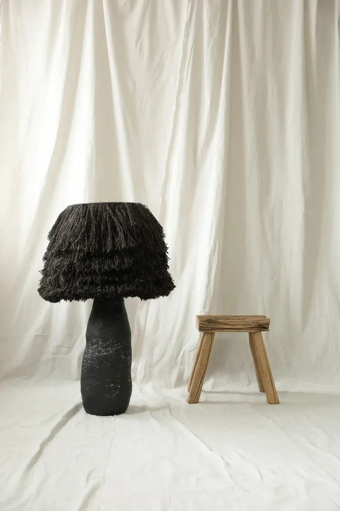 Table lamps - Wool Smola Table Lamp – Japandi & Wabi-Sabi Eco Lighting - PLETOSTUDIO