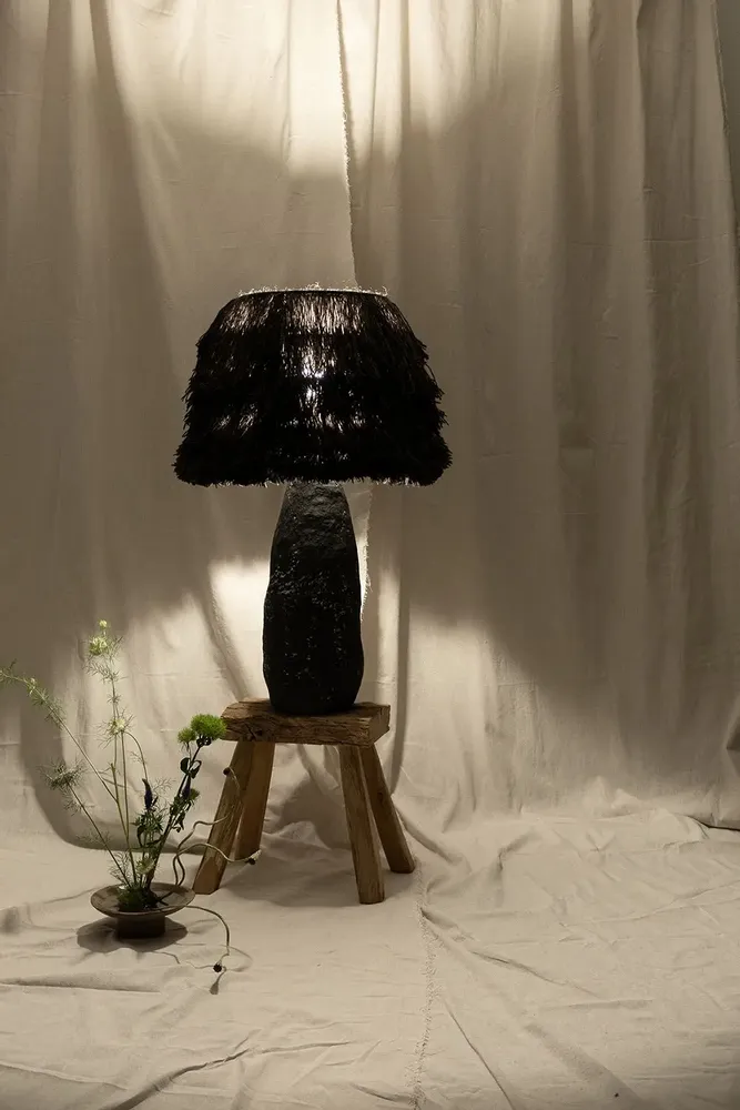 Table lamps - Wool Smola Table Lamp – Japandi & Wabi-Sabi Eco Lighting - PLETOSTUDIO