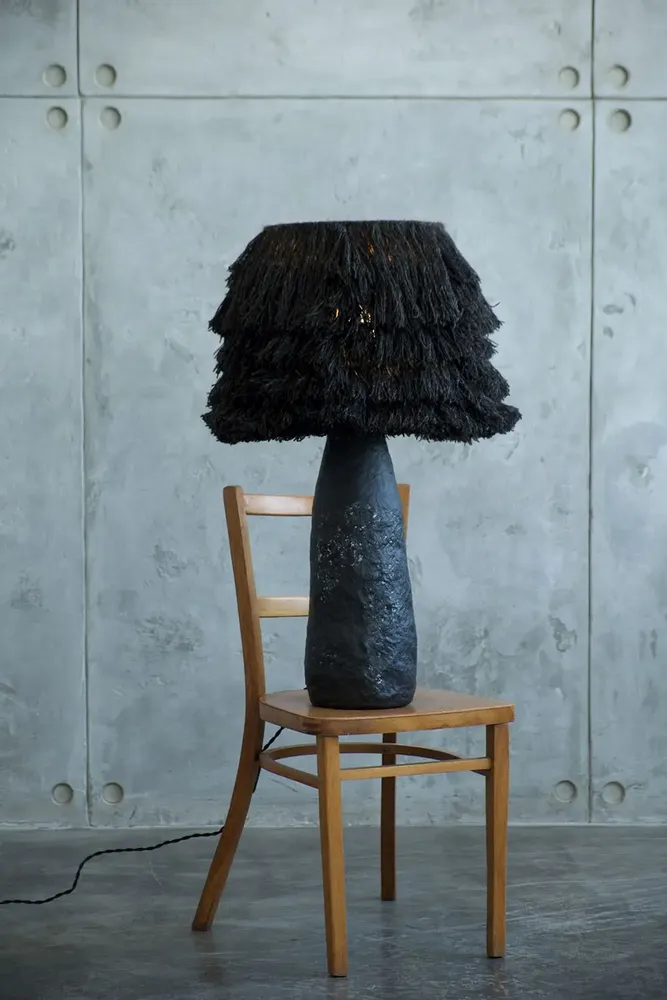 Table lamps - Wool Smola Table Lamp – Japandi & Wabi-Sabi Eco Lighting - PLETOSTUDIO