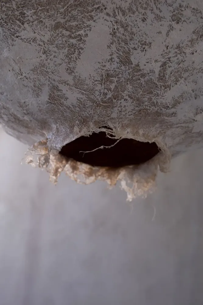 Ceiling lights - Svitylo Large Pendant Light – Sculptural Hemp Fiber Moon Form - PLETOSTUDIO