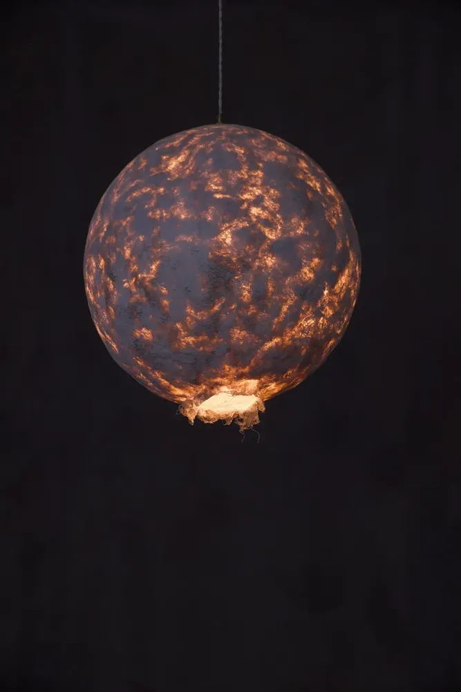 Ceiling lights - Svitylo Large Pendant Light – Sculptural Hemp Fiber Moon Form - PLETOSTUDIO