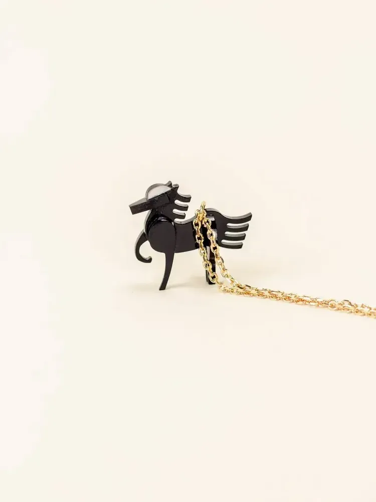 Bijoux - Pendentif Cheval en corne noire et nacre - L INDOCHINEUR X RIVÊT