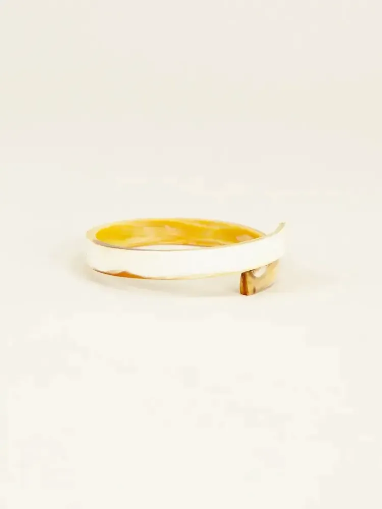 Bracelets - Bracelet ouvert Ruban en corne blonde - L INDOCHINEUR X RIVÊT