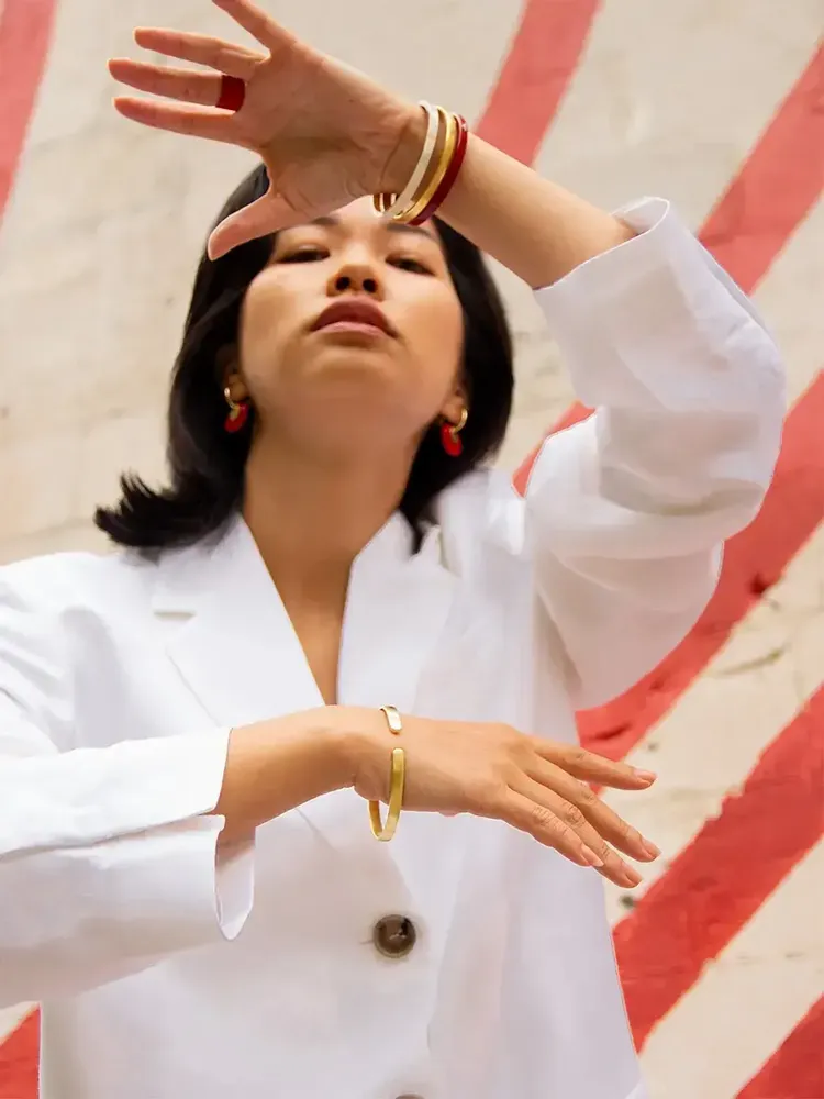 Bracelets - Thin open cuff in brass - L INDOCHINEUR X RIVÊT