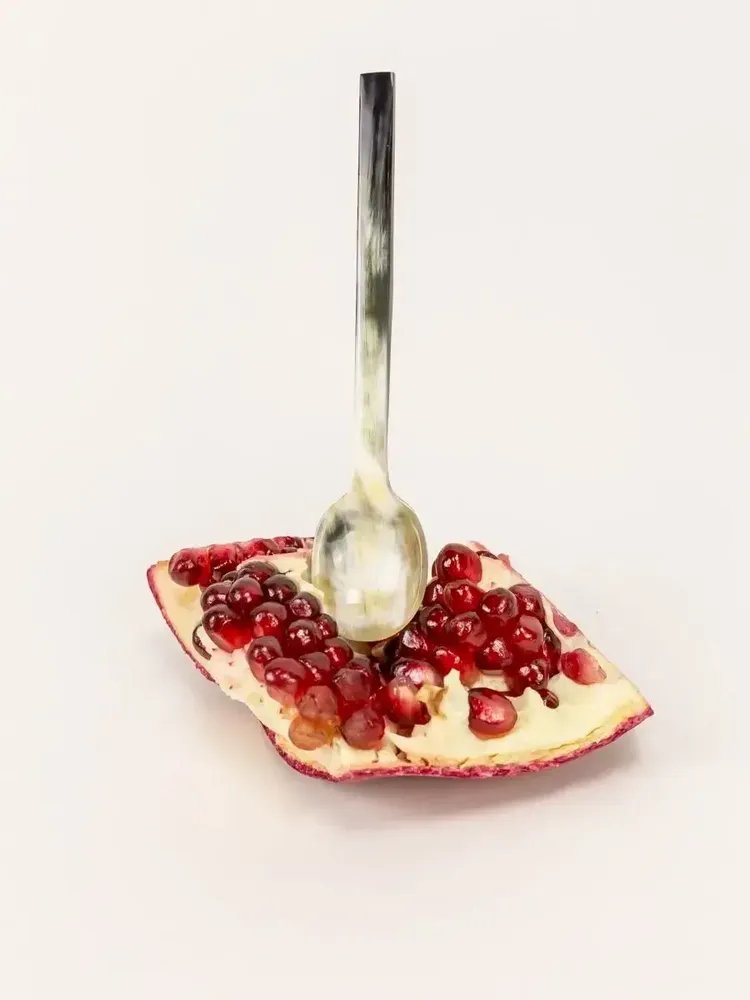 Couverts & ustensiles de cuisine - Set de 6 cuillères à dessert Baguette en corne noire africaine (par 6 ) - L INDOCHINEUR X RIVÊT