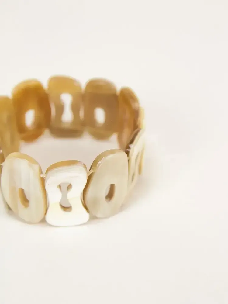 Bracelets - Bracelet élastique Fluor en corne blonde - L INDOCHINEUR X RIVÊT