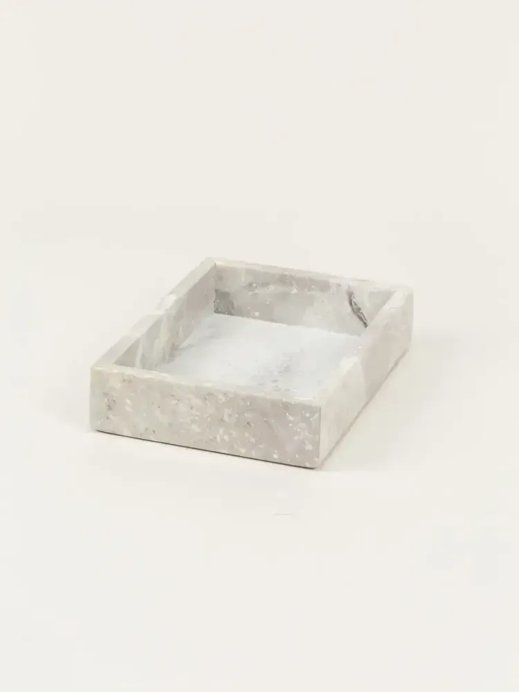 Trays - Small Titan tray in white cloudy marble - L INDOCHINEUR X RIVÊT
