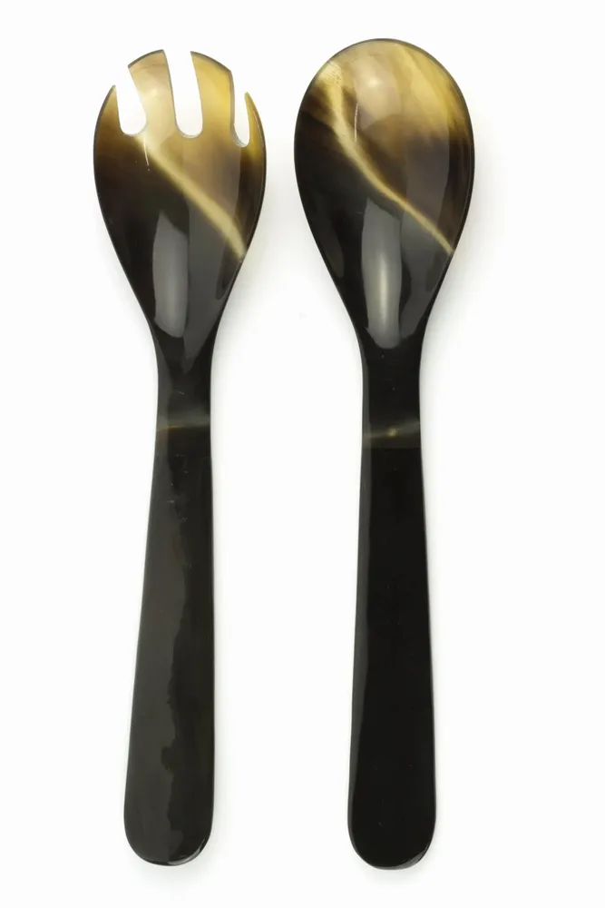 Couverts & ustensiles de cuisine - Grands couverts en corne noire et blonde - L INDOCHINEUR X RIVÊT