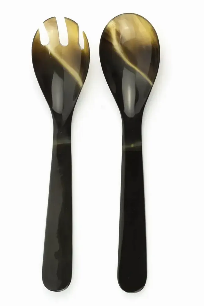 Couverts & ustensiles de cuisine - Grands couverts en corne noire et blonde - L INDOCHINEUR X RIVÊT