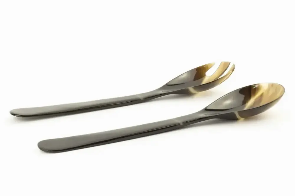 Couverts & ustensiles de cuisine - Grands couverts en corne noire et blonde - L INDOCHINEUR X RIVÊT