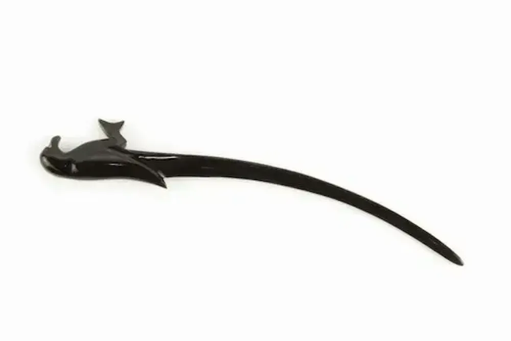 Barrettes - Pique à cheveux faucon en corne noire unie - L INDOCHINEUR X RIVÊT