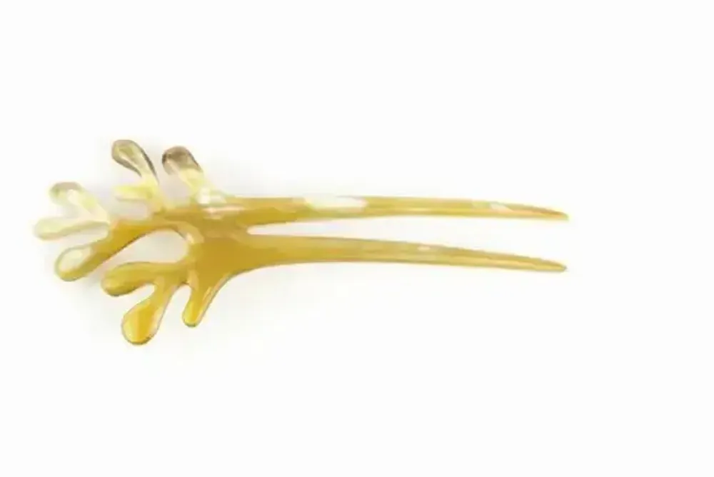 Barrettes - Double Pique à cheveux corail en corne blonde - L INDOCHINEUR X RIVÊT