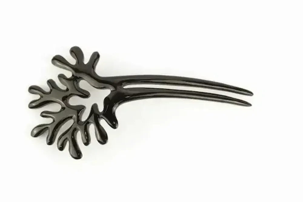 Barrettes - Big double coral hairpin in plain black horn - L INDOCHINEUR X RIVÊT