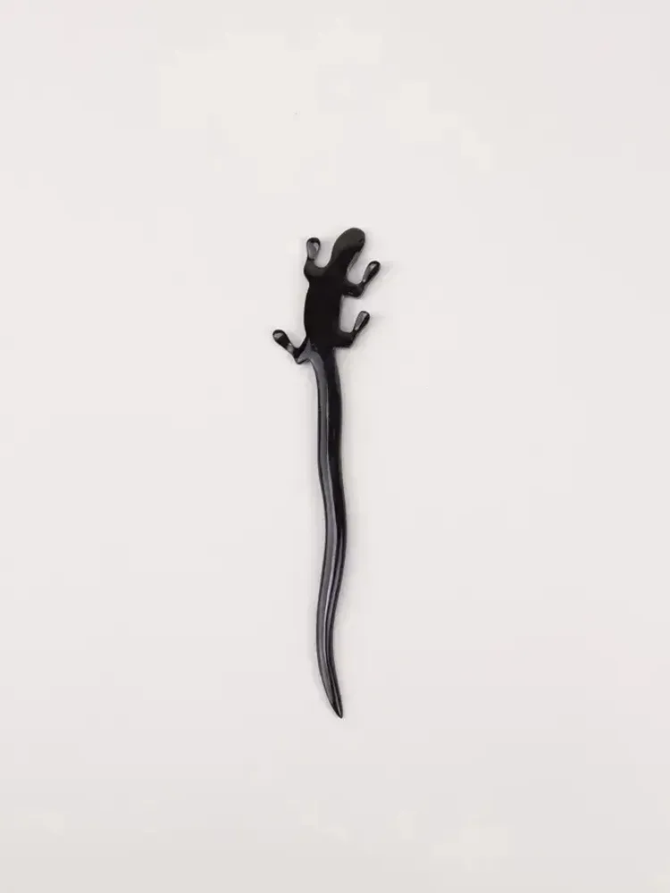 Barrettes - Pic à cheveux lézard en corne noire - L INDOCHINEUR X RIVÊT
