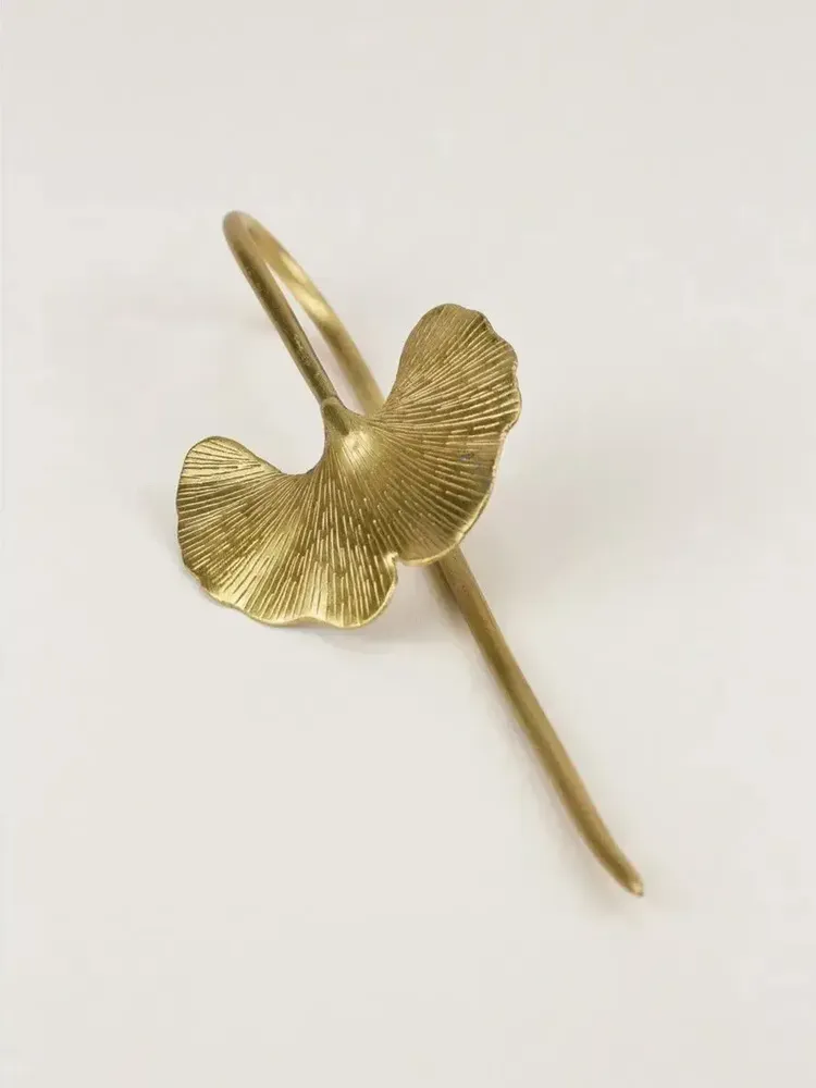 Barrettes - Gingko-shaped hairpin in coppery brass - L INDOCHINEUR X RIVÊT