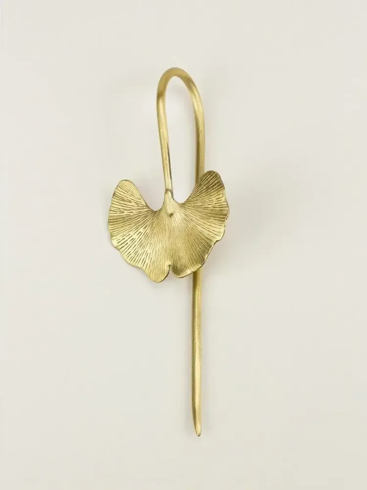 Barrettes - Gingko-shaped hairpin in silvery metal - L INDOCHINEUR X RIVÊT