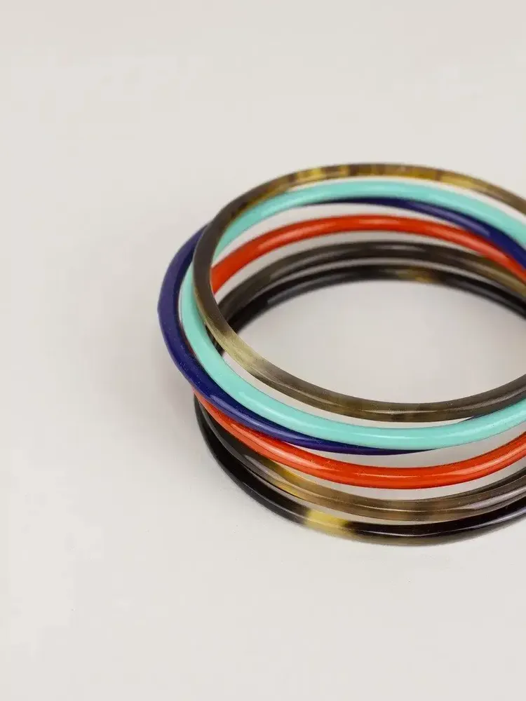 Bracelets - Gray-blue lacquered seven-band bracelets in Size M - L INDOCHINEUR X RIVÊT