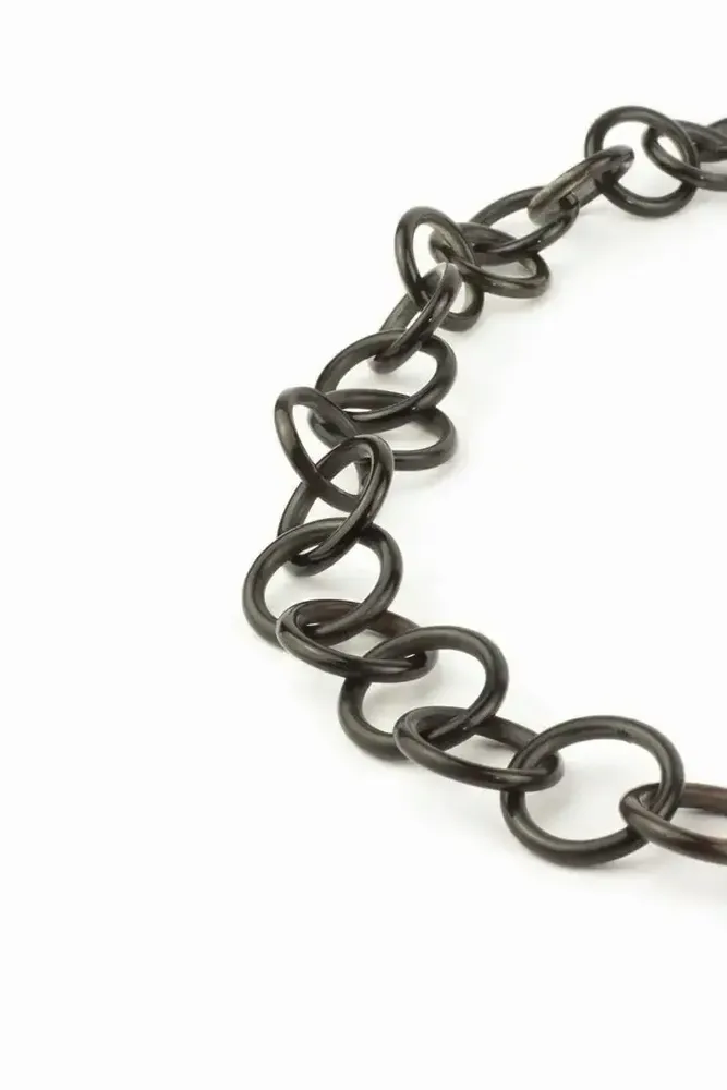 Bijoux - Grand Sautoir anneaux ronds moyens en corne noire unie - L INDOCHINEUR X RIVÊT