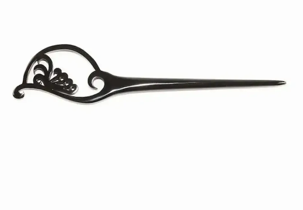 Barrettes - Japanese-style hairpin in plain black horn - L INDOCHINEUR X RIVÊT