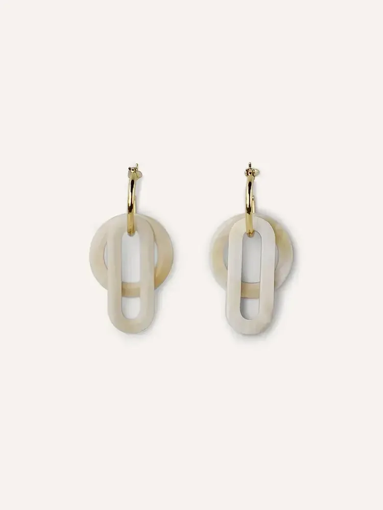 Jewelry - Double hanging ring hoop earrings in blonde horn - L INDOCHINEUR X RIVÊT