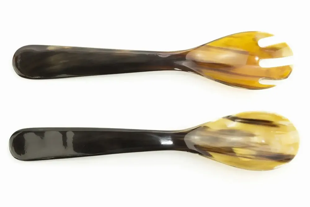 Couverts & ustensiles de cuisine - Grands couverts en corne noire marbrée - L INDOCHINEUR X RIVÊT