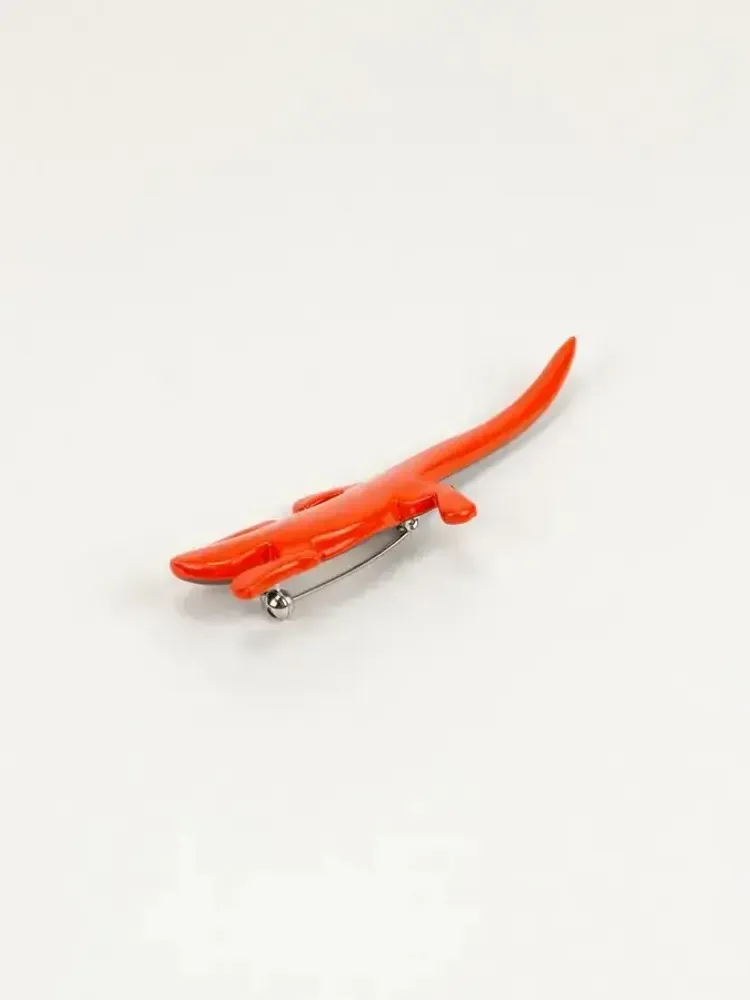 Brooches - Red lacquered lizard brooch - L INDOCHINEUR X RIVÊT