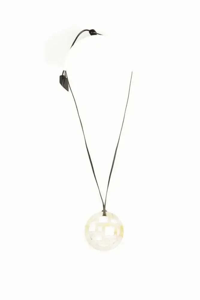 Bijoux - Pendentif damier bords libres en corne blonde - L INDOCHINEUR X RIVÊT