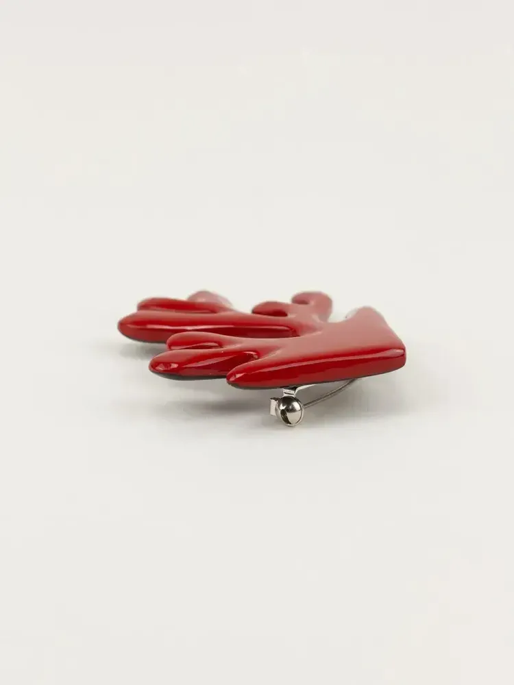Brooches - Orange lacquered coral brooch - L INDOCHINEUR X RIVÊT