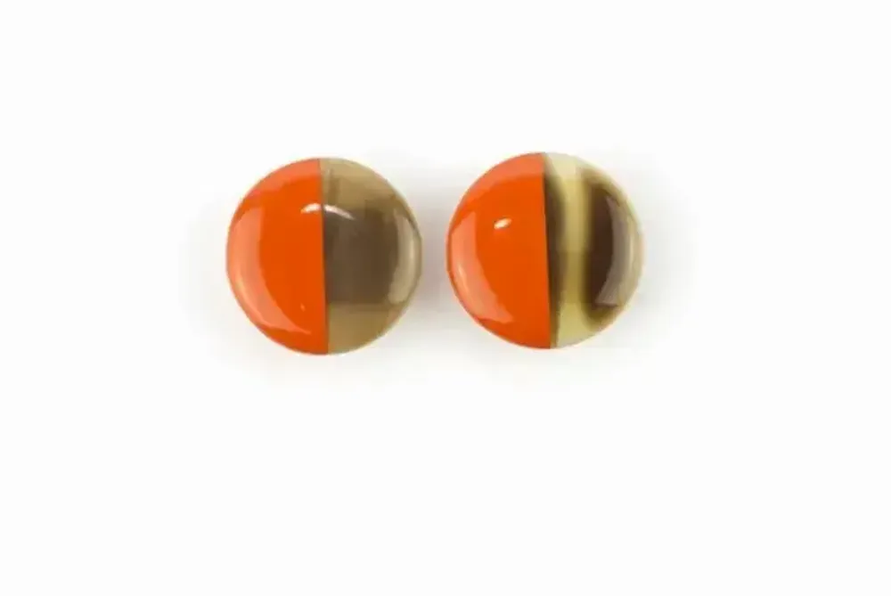 Bijoux - Boucles d'oreilles disque laqué à clip orange - L INDOCHINEUR X RIVÊT
