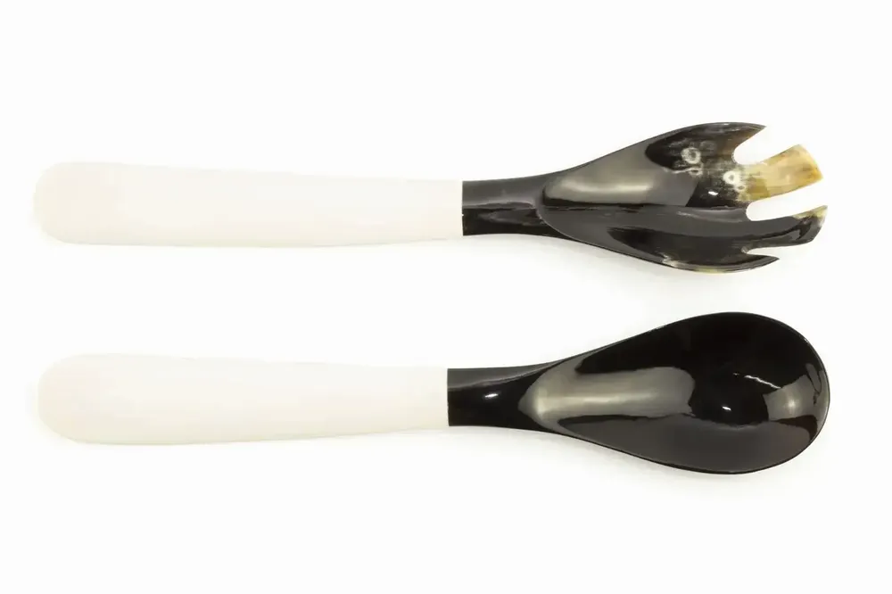 Couverts & ustensiles de cuisine - Petits couverts en corne noire et manche os - L INDOCHINEUR X RIVÊT