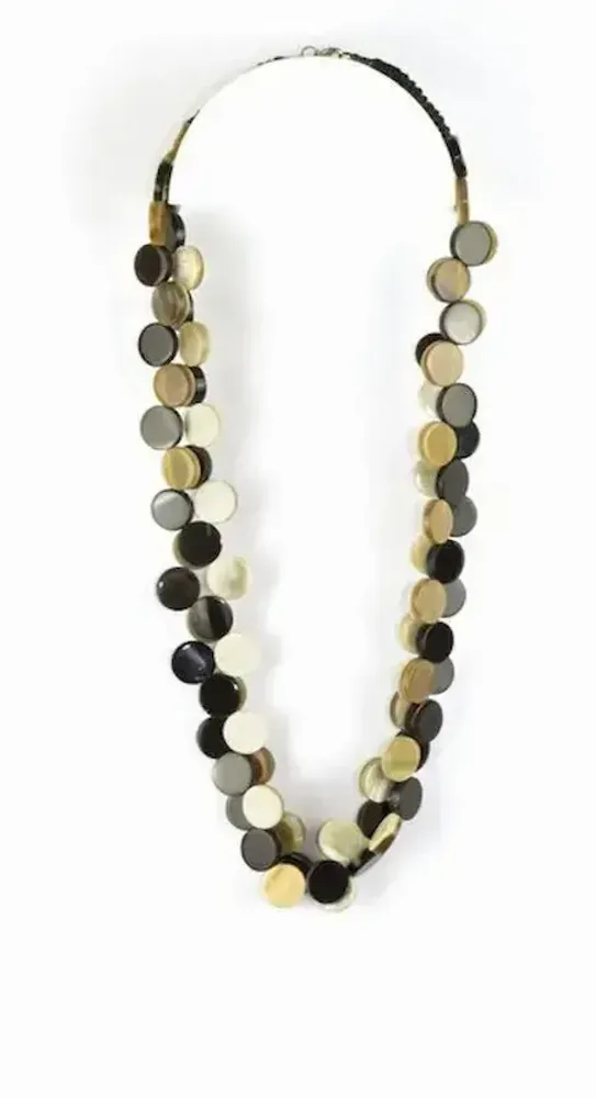 Bijoux - Double collier pastilles en corne blonde et noire - L INDOCHINEUR X RIVÊT