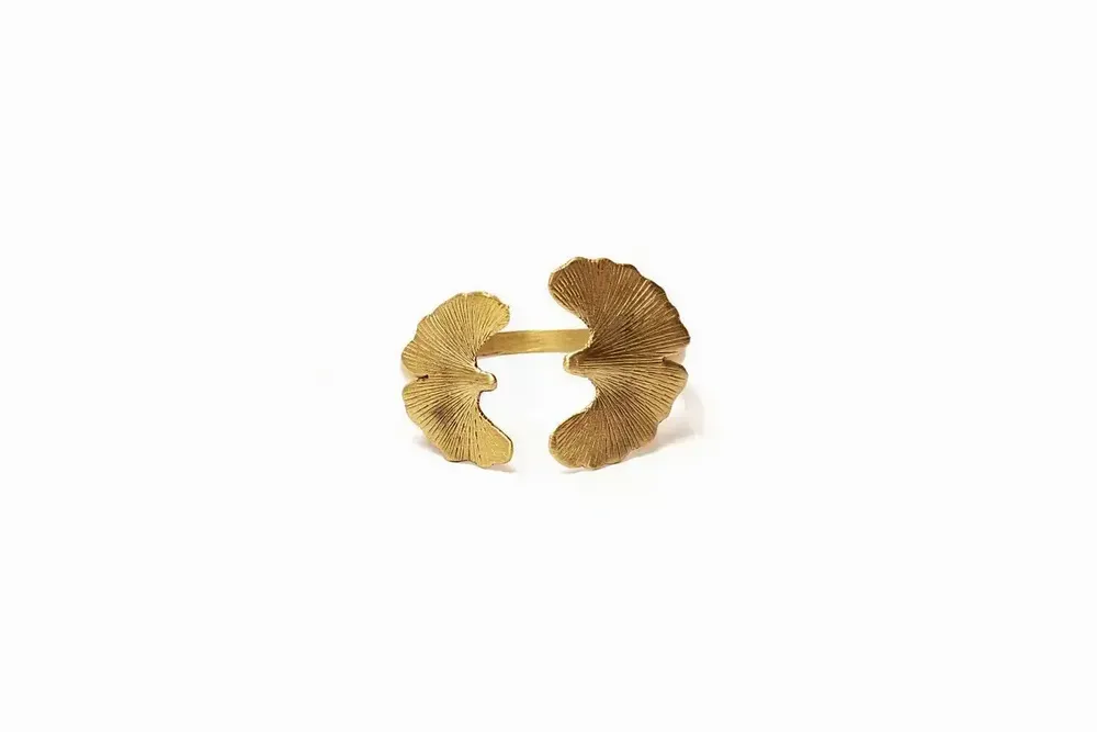 Bracelets - Outside-ward gingko bracelet in coppery brass - L INDOCHINEUR X RIVÊT