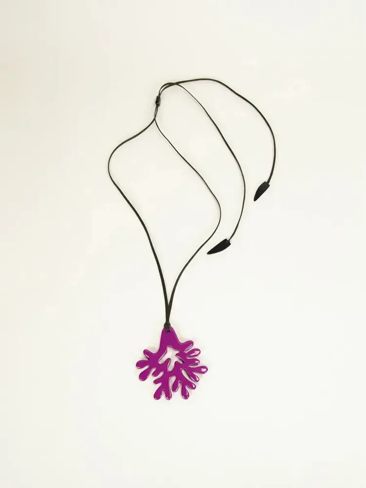 Bijoux - Pendentif grand corail laqué bleu gris - L INDOCHINEUR X RIVÊT