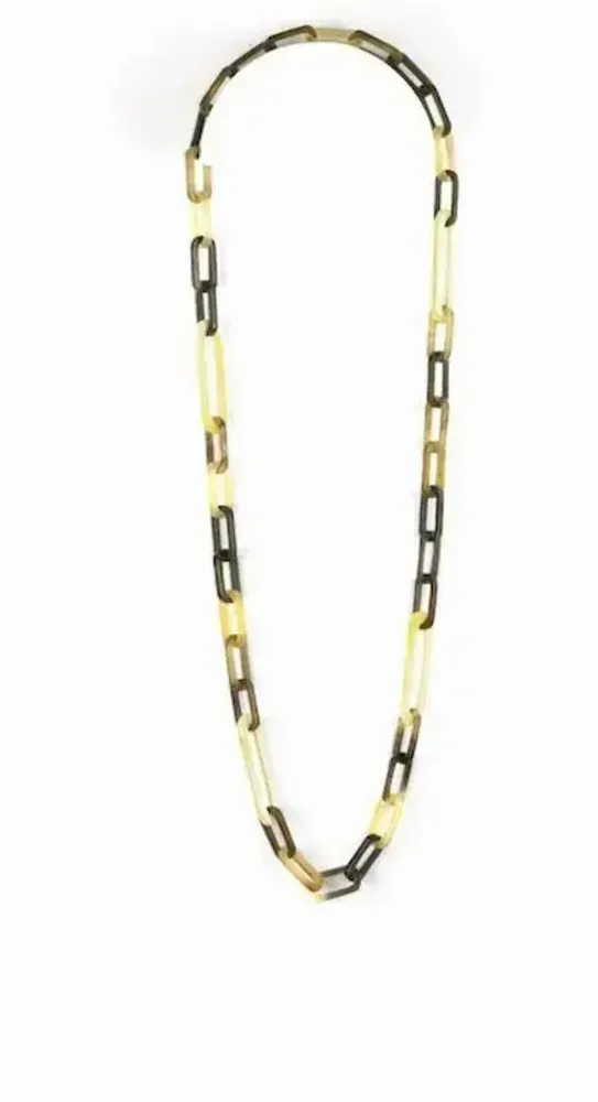 Jewelry - 2-size flat oval rings long necklace in blond horn - L INDOCHINEUR X RIVÊT
