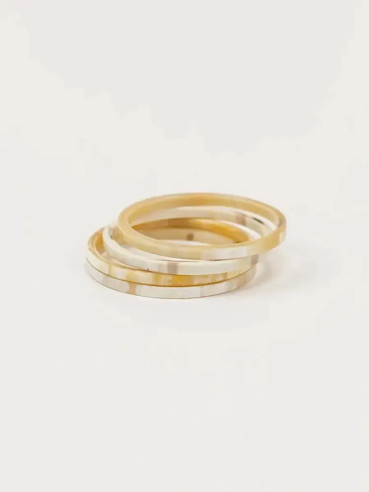 Bracelets - 4 bracelets fins en corne blonde taille M - L INDOCHINEUR X RIVÊT