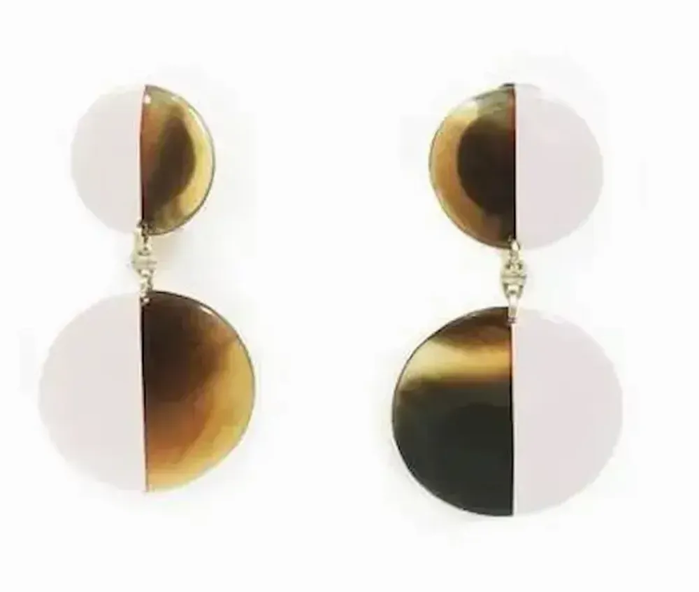 Jewelry - Full double disc earrings with gray-blue lacquer - L INDOCHINEUR X RIVÊT