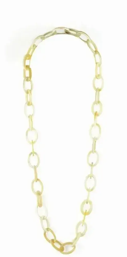 Bijoux - Sautoir anneaux ovales corne blonde - L INDOCHINEUR X RIVÊT
