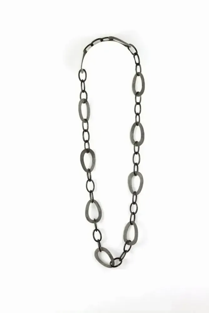 Jewelry - Egg-shaped rings long necklace in grated black horn - L INDOCHINEUR X RIVÊT