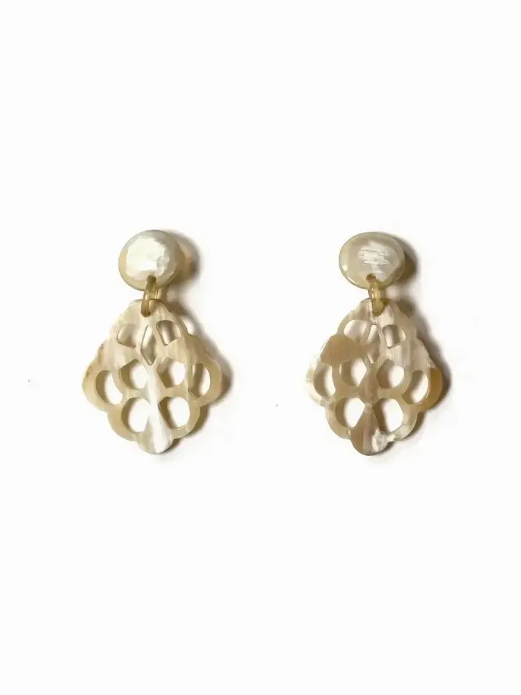 Bijoux - Boucles d'oreilles dentelle à clips en sabot - L INDOCHINEUR X RIVÊT