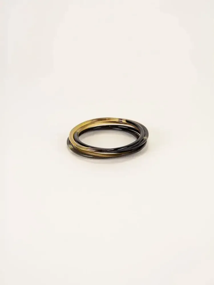 Bracelets - Seven-band bracelets in marbled black horn in Size M - L INDOCHINEUR X RIVÊT
