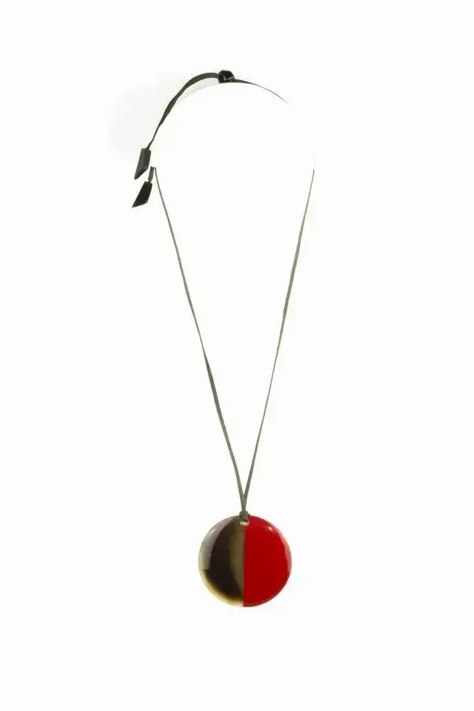 Bijoux - Pendentif disque laqué café crème - L INDOCHINEUR X RIVÊT